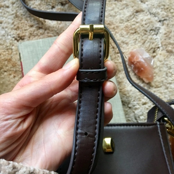 {Adrienne Vittadini} Brown Leather Crossbody Purse - Picture 6 of 8